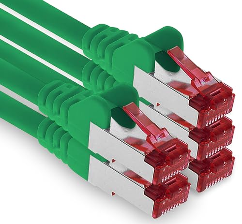 1aTTack.de - 5x 0,5m CAT6 Patchkabel S/FTP PIMF Schirmung CAT.6 RJ45 Netzwerkkabel Ethernetkabel DSL LAN Router Switch Modem Patchfeld - grün - 5 Stück von 1aTTack.de