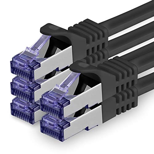 1aTTack.de 5x 0.25 M CAT7 Netzwerkkabel - 10 Gigabit - RJ45 Patchkabel Ethernet Kabel (SFTP PIMF LSZH CU) - für DSL LAN Switch Modem Router Patchpanel CAT7 CAT6 CAT5 - schwarz von 1aTTack.de