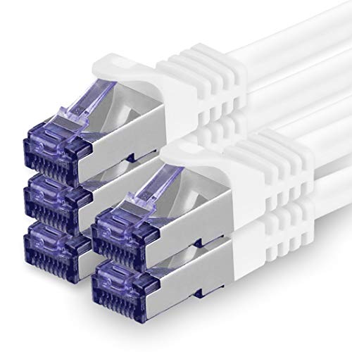 1aTTack.de 5x 0.25 M CAT7 Netzwerkkabel - 10 Gigabit - RJ45 Patchkabel Ethernet Kabel (SFTP PIMF LSZH CU) - für DSL LAN Switch Modem Router Patchpanel CAT7 CAT6 CAT5 - weiß von 1aTTack.de