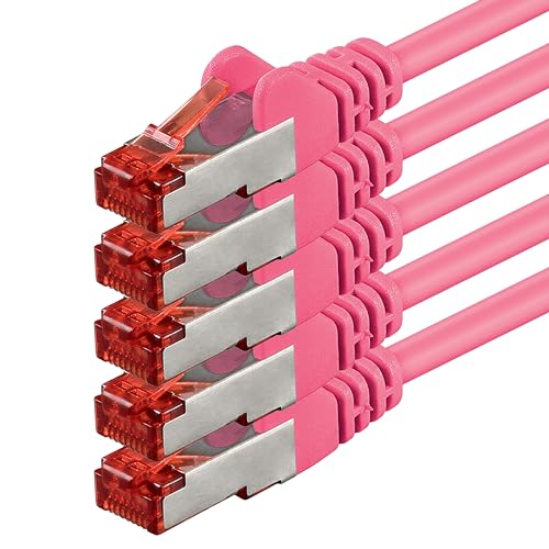 1aTTack.de 5x 1m - Cat 6 Netzwerk-Kabel Patch-Kabel Cat6 RJ45 SFTP - Magenta von 1aTTack.de