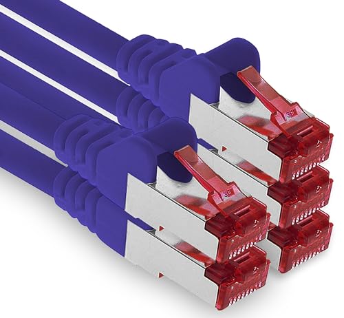 1aTTack.de - 5x 3m CAT6 Patchkabel S/FTP PIMF Schirmung CAT.6 RJ45 Netzwerkkabel Ethernetkabel DSL LAN Router Switch Modem Patchfeld - violett - 5 Stück von 1aTTack.de