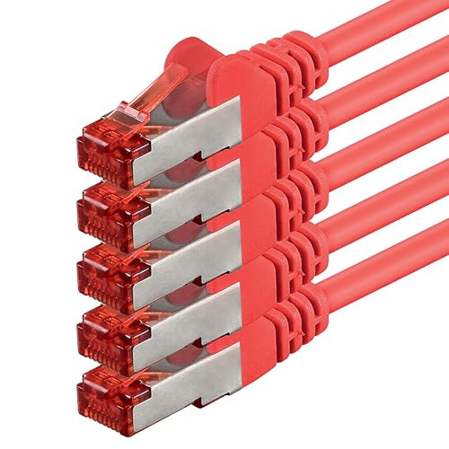 1aTTack.de 5x 5m - Cat 6 Netzwerk-Kabel Patch-Kabel Cat6 RJ45 SFTP - Rot von 1aTTack.de