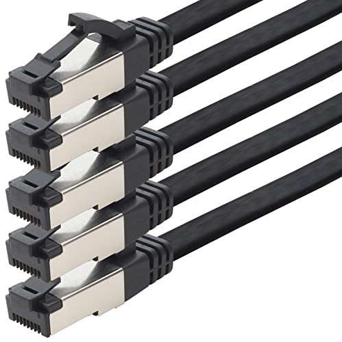 1aTTack.de 7,5m Cat 8 Patchkabel flach schwarz 40 Gigabit Netzwerkkabel Ethernet LAN Kabel 40 Gbits 2000 Mhz Patchkabel Cat8 Kabel LSZH TPE PIMF Rj45 Stecker 5 Stück - 7,5m 1aTTack.de 7,5m Cat 8 Patchkabel flach schwarz 40 Gigabit Netzwerkkabel Ethernet LAN Kabel 40 Gbits 2000 Mhz Patchkabel Cat8 Kabel LSZH TPE PIMF Rj45 Stecker 5 Stück - 7,5m von 1aTTack.de