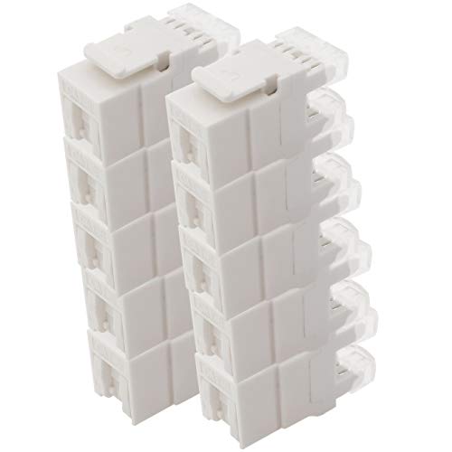 1aTTack.de Cat.6 Keystone Schneidklemme auf RJ45 Buchse AWG 23 bis AWG 26 Staubschutz kompatibel mit Cat5 Cat6 Cat7 Cat8 Weiss 10 Stück von 1aTTack.de