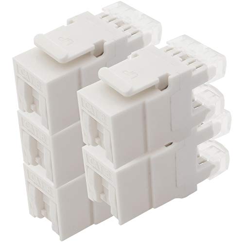 1aTTack.de Cat.6 Keystone Schneidklemme auf RJ45 Buchse AWG 23 bis AWG 26 Staubschutz kompatibel mit Cat5 Cat6 Cat7 Cat8 Weiss 5 Stück von 1aTTack.de