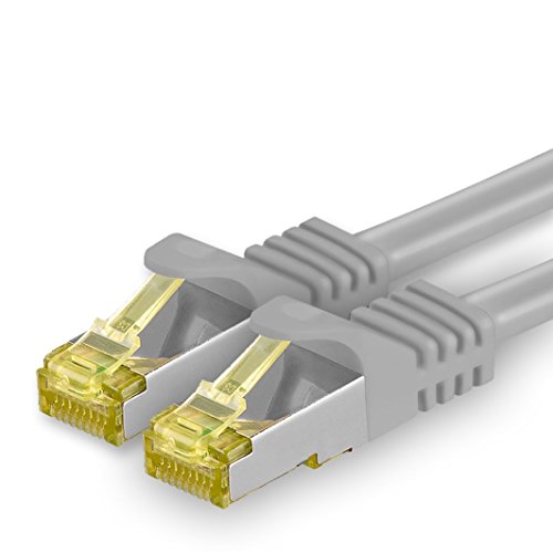1aTTack.de Cat.7 Netzwerkkabel 0,5m Grau 1 Stück Cat7 Ethernetkabel Netzwerk LAN Kabel Rohkabel 10 Gb s SFTP PIMF LSZH Set Patchkabel mit Rj 45 Stecker Cat.6a von 1aTTack.de
