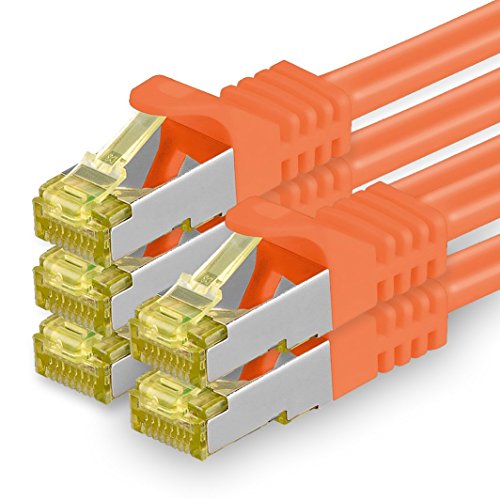 1aTTack.de Cat.7 Netzwerkkabel 0,5m Orange 5 Stück Cat7 Ethernetkabel Netzwerk LAN Kabel Rohkabel 10 Gb s SFTP PIMF LSZH Set Patchkabel mit Rj 45 Stecker Cat.6a von 1aTTack.de