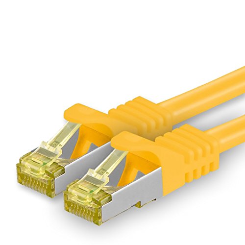 1aTTack.de Cat.7 Netzwerkkabel 1,5m Gelb 1 Stück Cat7 Ethernetkabel Netzwerk LAN Kabel Rohkabel 10 Gb s SFTP PIMF LSZH Set Patchkabel mit Rj 45 Stecker Cat.6a von 1aTTack.de