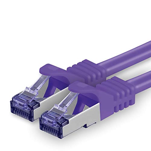 1aTTack.de Cat.7 Netzwerkkabel 1,5m - Violett - 1 Stück - Cat7 Patchkabel (SFTP/PIMF/LSZH) Rohkabel 10 Gb/s mit Rj 45 Stecker Cat.6a - 1 x 1,5 Meter Violett von 1aTTack.de