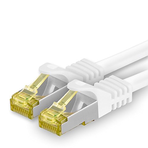 1aTTack.de Cat.7 Netzwerkkabel 1,5m Weiß 1 Stück Cat7 Ethernetkabel Netzwerk LAN Kabel Rohkabel 10 Gb s SFTP PIMF LSZH Set Patchkabel mit Rj 45 Stecker Cat.6a von 1aTTack.de