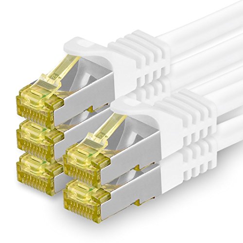 1aTTack.de Cat.7 Netzwerkkabel 10m Weiß 5 Stück Cat7 Ethernetkabel Netzwerk LAN Kabel Rohkabel 10 Gb s SFTP PIMF LSZH Set Patchkabel mit Rj 45 Stecker Cat.6a von 1aTTack.de