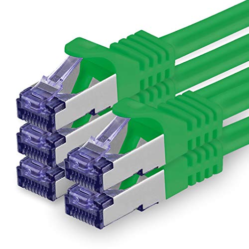 1aTTack.de Cat.7 Netzwerkkabel 2m - Grün - 5 Stück - Cat7 Patchkabel (SFTP/PIMF/LSZH) Rohkabel 10 Gb/s mit Rj 45 Stecker Cat.6a - 5 x 2 Meter Grün von 1aTTack.de