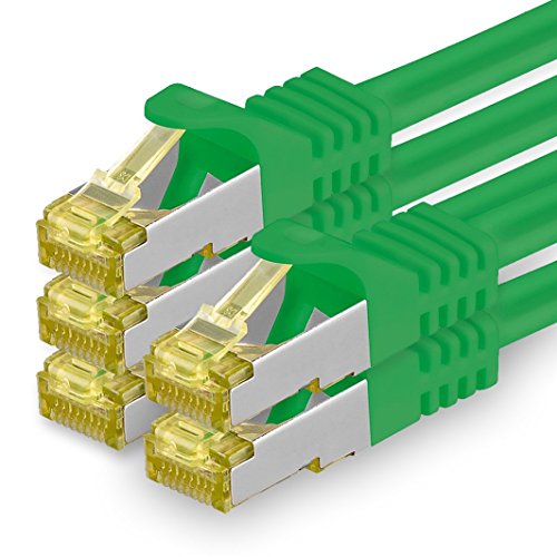 1aTTack.de Cat.7 Netzwerkkabel 7,5m Grün 5 Stück Cat7 Ethernetkabel Netzwerk LAN Kabel Rohkabel 10 Gb s SFTP PIMF LSZH Set Patchkabel mit Rj 45 Stecker Cat.6a von 1aTTack.de