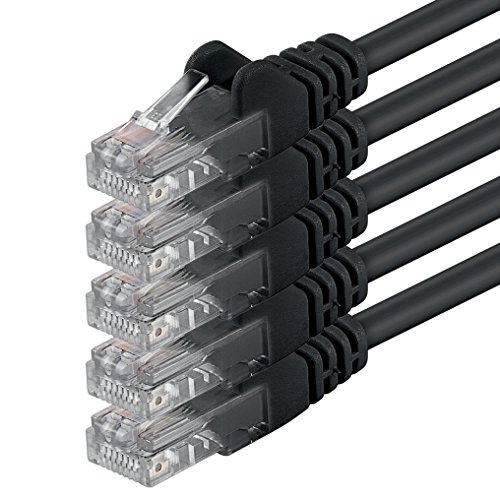 1aTTack.de Cat6 10m schwarz 5 Stück Netzwerkkabel Patchkabel Cat6 Lan Kabel 1000 Mbits Ethernet Lan schwarz 5 Stück kompatibel mit CAT5 cat5e CAT7 CAT8 von 1aTTack.de