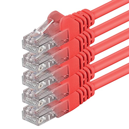 1aTTack.de Cat6 5m rot 5 Stück Netzwerkkabel Patchkabel Cat6 Lan Kabel 1000 Mbits Ethernet Lan rot 5 Stück kompatibel mit CAT5 cat5e CAT7 CAT8 von 1aTTack.de