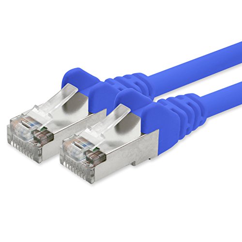1aTTack.de Netzwerkkabel CAT 5e Folien und geflechtgeschirmt SFTP Netzwerk Patch-Kabel mit 2X RJ45 Stecker 1m blau von 1aTTack.de