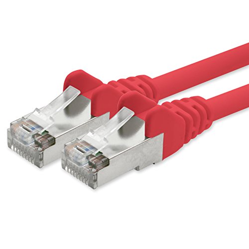 1aTTack.de Netzwerkkabel CAT 5e folien und geflechtgeschirmt SFTP Netzwerk Patch-Kabel mit 2x RJ45 Stecker 0.25m rot von 1aTTack.de