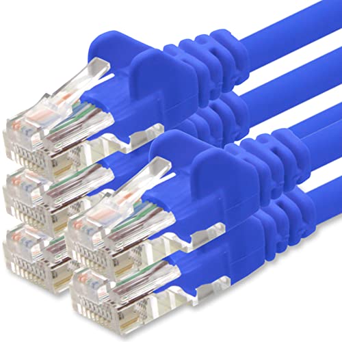 1aTTack.de Netzwerkkabel Cat.6 - blau - 5X - 1m - (Set) - CAT6 Ethernet Kabel Lankabel 1000 Mbits Patchkabel von 1aTTack.de