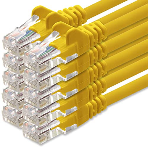 1aTTack.de Netzwerkkabel Cat.6 - gelb - 10x - 5m - (Set) - CAT6 Ethernet Kabel Lankabel 1000 Mbits Patchkabel von 1aTTack.de
