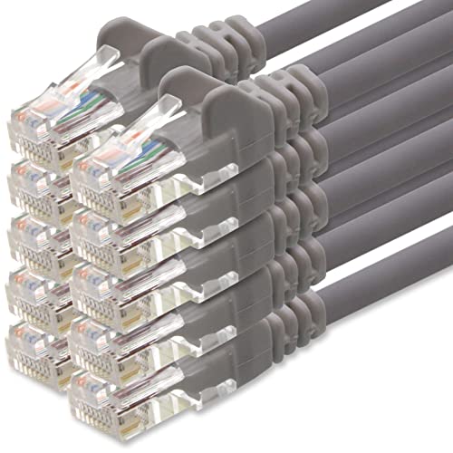 1aTTack.de Netzwerkkabel Cat.6 - grau - 10x - 10m - (Set) - CAT6 Ethernet Kabel Lankabel 1000 Mbits Patchkabel von 1aTTack.de