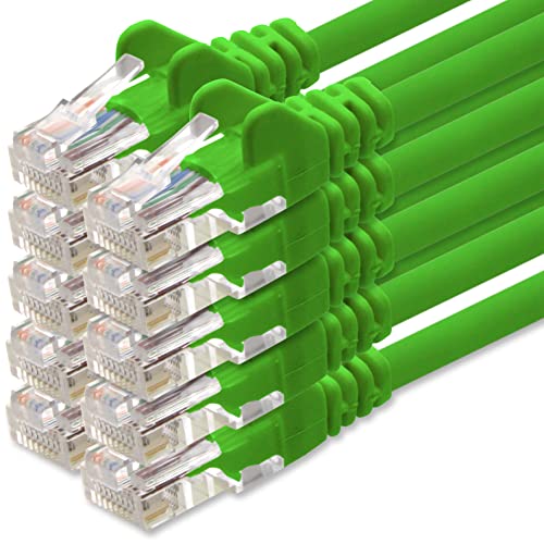 1aTTack.de Netzwerkkabel Cat.6 - grün - 10x - 0,5m - (Set) - CAT6 Ethernet Kabel Lankabel 1000 Mbits Patchkabel von 1aTTack.de