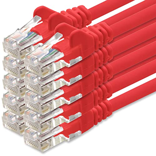 1aTTack.de Netzwerkkabel Cat.6 - rot - 10x - 0,5m - (Set) - CAT6 Ethernet Kabel Lankabel 1000 Mbits Patchkabel von 1aTTack.de