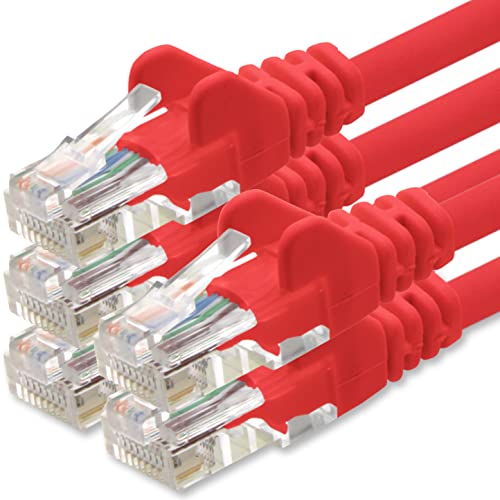 1aTTack.de Netzwerkkabel Cat.6 - rot - 5X - 3m - (Set) - CAT6 Ethernet Kabel Lankabel 1000 Mbits Patchkabel von 1aTTack.de