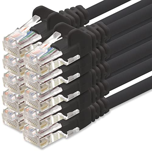 1aTTack.de Netzwerkkabel Cat.6 - schwarz - 10x - 1m - (Set) - CAT6 Ethernet Kabel Lankabel 1000 Mbits Patchkabel von 1aTTack.de