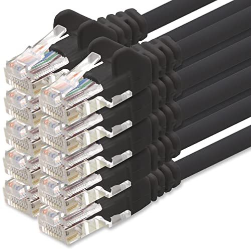 1aTTack.de Netzwerkkabel Cat.6 - schwarz - 10x - 3m - (Set) - CAT6 Ethernet Kabel Lankabel 1000 Mbits Patchkabel von 1aTTack.de