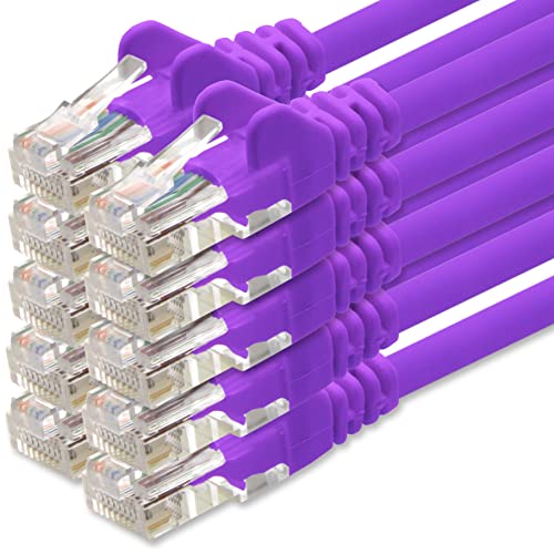 1aTTack.de Netzwerkkabel Cat.6 - violett - 10x - 1m - (Set) - CAT6 Ethernet Kabel Lankabel 1000 Mbits Patchkabel von 1aTTack.de