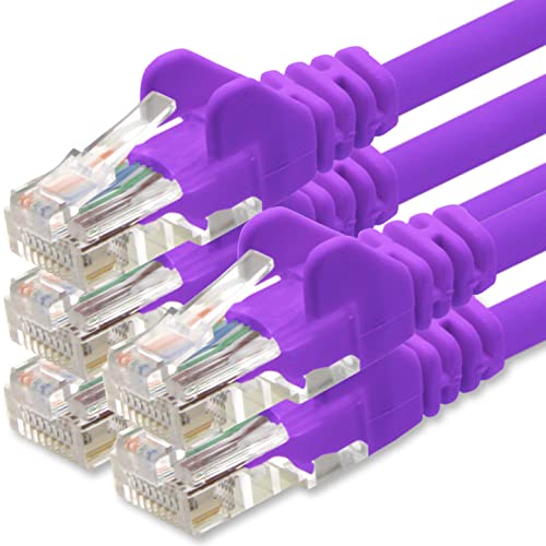 1aTTack.de Netzwerkkabel Cat.6 - violett - 5X - 0,5m - (Set) - CAT6 Ethernet Kabel Lankabel 1000 Mbits Patchkabel von 1aTTack.de