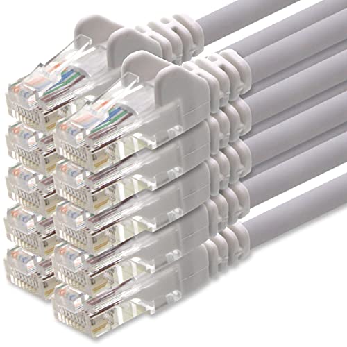1aTTack.de Netzwerkkabel Cat.6 - weiß - 10x - 10m - (Set) - CAT6 Ethernet Kabel Lankabel 1000 Mbits Patchkabel von 1aTTack.de