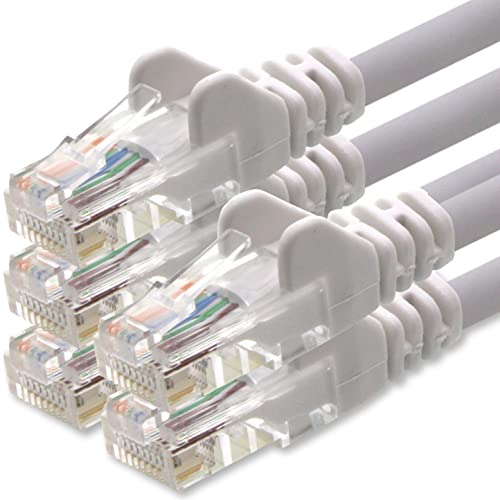 1aTTack.de Netzwerkkabel Cat.6 - weiß - 5X - 2m - (Set) - CAT6 Ethernet Kabel Lankabel 1000 Mbits Patchkabel von 1aTTack.de