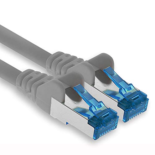1aTTack.de Patchkabel – 0,25m Ethernet, Netzwerk, LAN Kabel CAT6a (für Gigabit Netzwerke, Router, Switch, Modems mit RJ45 Eingang – grau) von 1aTTack.de