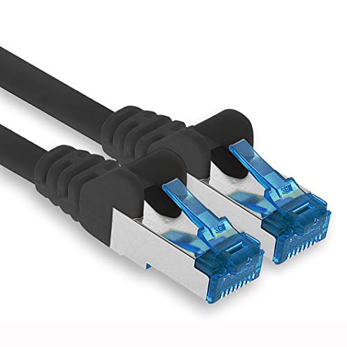 1aTTack.de Patchkabel – 0,25m Ethernet, Netzwerk, LAN Kabel CAT6a (für Gigabit Netzwerke, Router, Switch, Modems mit RJ45 Eingang – schwarz) von 1aTTack.de