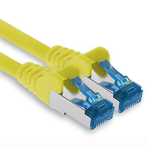 1aTTack.de Patchkabel – 0,25m Ethernet, Netzwerk, Lan Kabel CAT6a (für Gigabit Netzwerke, Router, Switch, Modems mit RJ45 Eingang – gelb) von 1aTTack.de