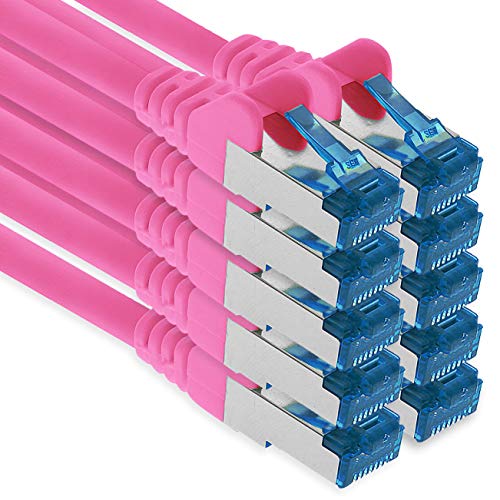 1aTTack.de Patchkabel – 10X 1,5m Ethernet, Netzwerk, Lan Kabel CAT6a (für Gigabit Netzwerke, Router, Switch, Modems mit RJ45 Eingang – magenta) von 1aTTack.de