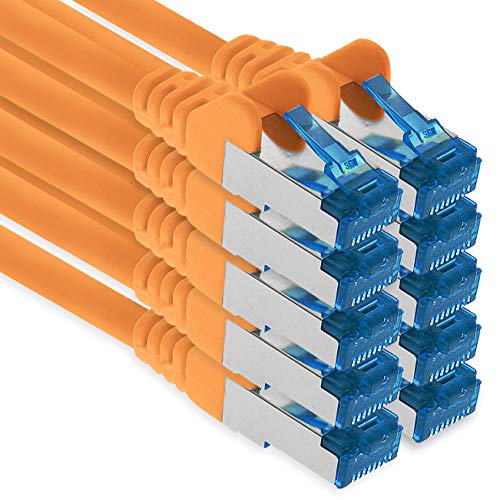 1aTTack.de Patchkabel – 10X 1,5m Ethernet, Netzwerk, Lan Kabel CAT6a (für Gigabit Netzwerke, Router, Switch, Modems mit RJ45 Eingang – orange) von 1aTTack.de