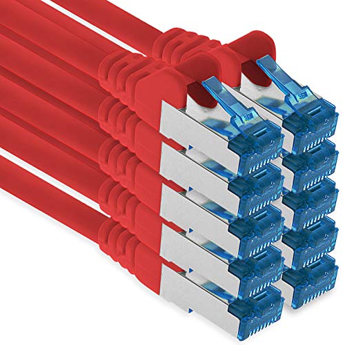 1aTTack.de Patchkabel – 10X 1,5m Ethernet, Netzwerk, Lan Kabel CAT6a (für Gigabit Netzwerke, Router, Switch, Modems mit RJ45 Eingang – rot) von 1aTTack.de