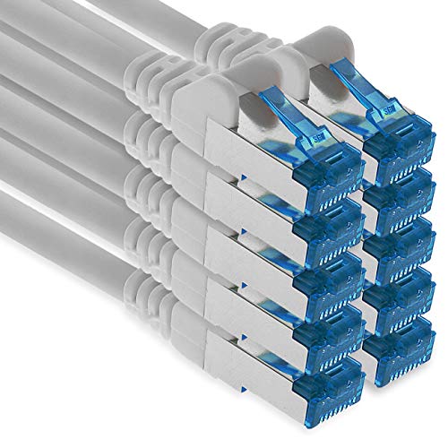 1aTTack.de Patchkabel – 10X 1,5m Ethernet, Netzwerk, Lan Kabel CAT6a (für Gigabit Netzwerke, Router, Switch, Modems mit RJ45 Eingang – weiss) von 1aTTack.de