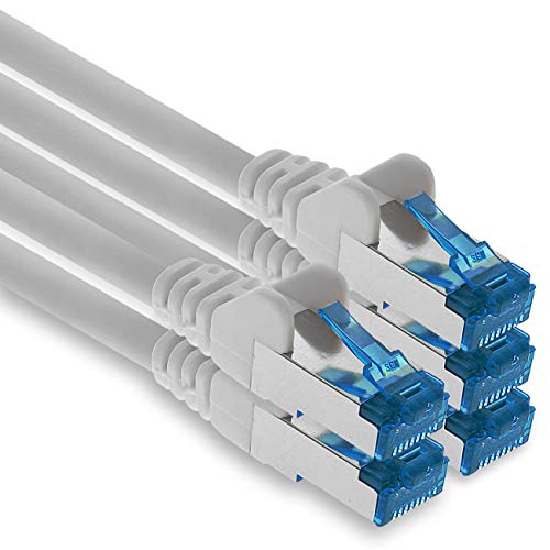 1aTTack.de Patchkabel – 5X 0,25m Ethernet, Netzwerk, Lan Kabel CAT6a (für Gigabit Netzwerke, Router, Switch, Modems mit RJ45 Eingang – weiss) von 1aTTack.de