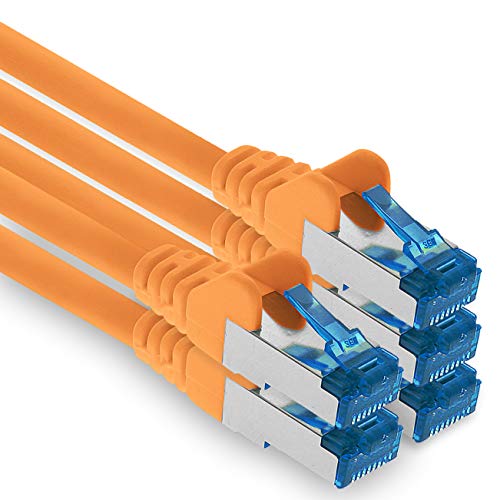 1aTTack.de Patchkabel – 5X 1,5m Ethernet, Netzwerk, Lan Kabel CAT6a (für Gigabit Netzwerke, Router, Switch, Modems mit RJ45 Eingang – orange) von 1aTTack.de