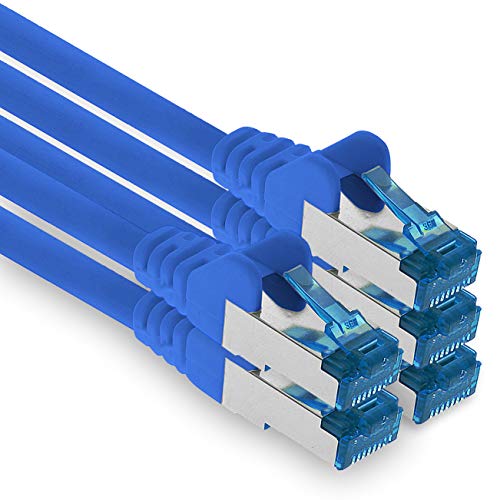 1aTTack.de Patchkabel – 5X 10m Ethernet, Netzwerk, Lan Kabel CAT6a (für Gigabit Netzwerke, Router, Switch, Modems mit RJ45 Eingang – blau) von 1aTTack.de