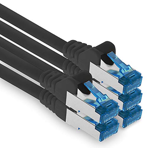 1aTTack.de Patchkabel – 5X 5m Ethernet, Netzwerk, Lan Kabel CAT6a (für Gigabit Netzwerke, Router, Switch, Modems mit RJ45 Eingang – schwarz) von 1aTTack.de