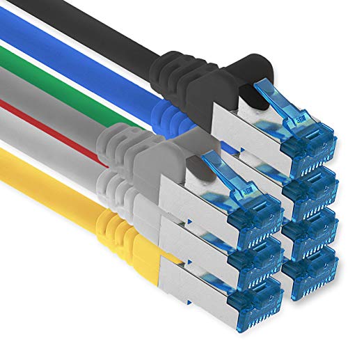 1aTTack.de Patchkabel – 7X 3 Meter Ethernet, Netzwerk, Lan Kabel CAT6a (für Gigabit Netzwerke, Router, Switch, Modems mit RJ45 Eingang – 7 - Farben) von 1aTTack.de