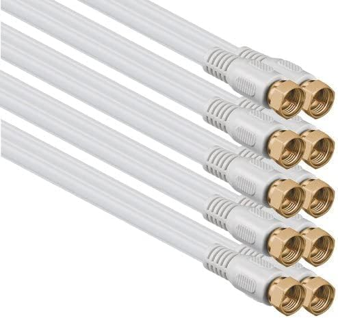 1aTTack.de SAT Antennenkabel 2,5 Meter 2x geschirmt vergoldet, F-Stecker > F-Stecker (vollständig geschirmt) SAT weiß F-F gold 85db (5 Stück) von 1aTTack.de