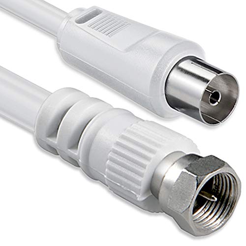 SAT Antennenkabel Adapterkabel 5,0 Meter 2X geschirmt F-Stecker > Koax-Buchse SAT weiß F-Koax Ku 80db von 1aTTack.de