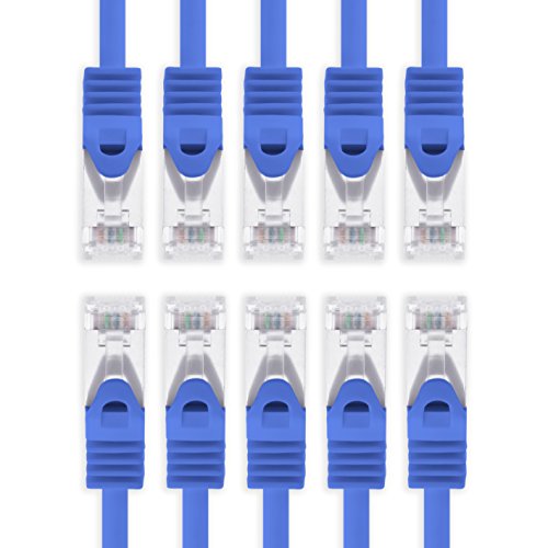 2m - blau - 10 Stück CAT.7 Netzwerkkabel Sftp (Rohkabel) Patchkabel (SET) 10000Mbit/s - 500 MHz konfektioniert mit 2 RJ45 Stecker Cat6a von 1aTTack.de