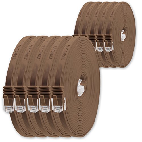 2m - braun - 10 Stück - Cat.6 Flaches Netzwerkkabel Cat6 Flachkabel Ultra Flach Cat.6 Patchkabel 1000 Mbit/s Gigabit LAN (RJ45) Flach Slim Micro von 1aTTack.de