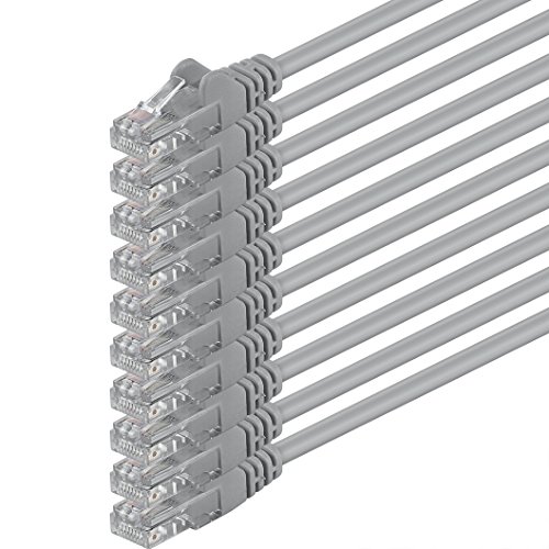 2m - grau - 10 Stück - (Pack) - CAT.6 CAT6 Ethernet-LAN-Netzwerk-Kabel 1000 Mbit/s Patchkabel von 1aTTack.de